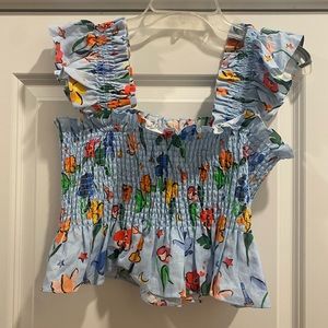 Hill house home floral printed top